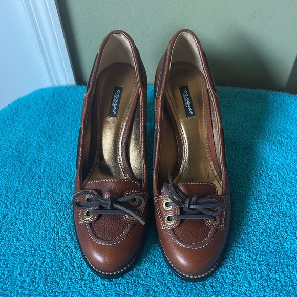 Dolce & Gabbana Brown Leather Heels Like New - Picture 1 of 13